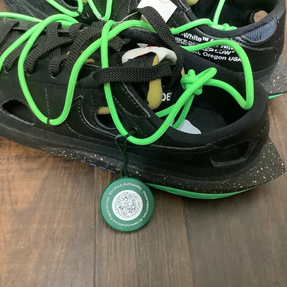 Nike Off-White Blazer Low Black Electro Green Size 7.5 DH7863-001 Mens Sneakers